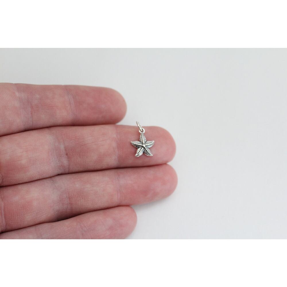 Sterling Silver Realistic Starfish Charm, Silver Textured Starfish Charm